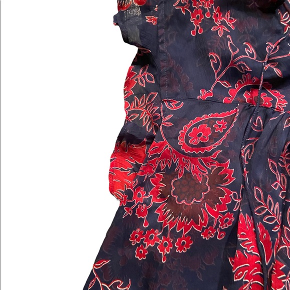 Lucky brand flowy chiffon sheer floral boho blouse size S - Picture 9 of 10